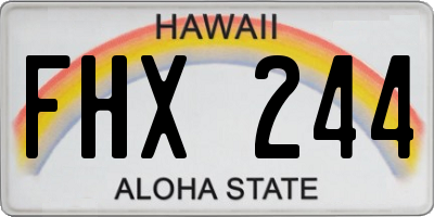 HI license plate FHX244