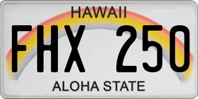 HI license plate FHX250