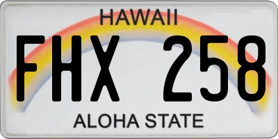 HI license plate FHX258
