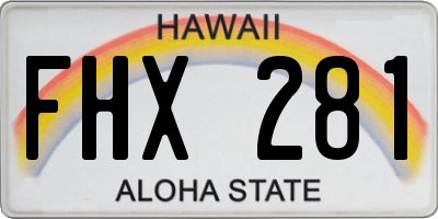 HI license plate FHX281