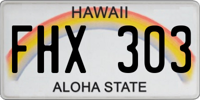 HI license plate FHX303