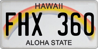 HI license plate FHX360
