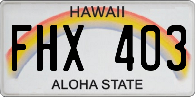 HI license plate FHX403