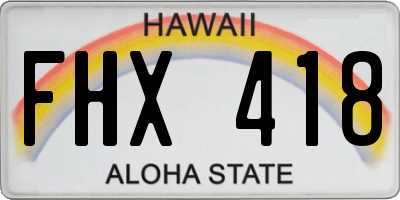 HI license plate FHX418