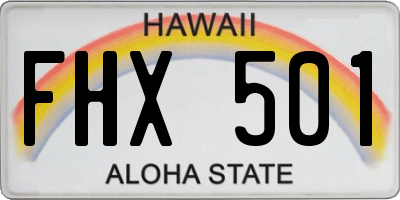 HI license plate FHX501