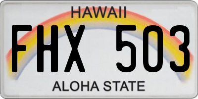 HI license plate FHX503