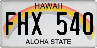 HI license plate FHX540