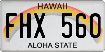 HI license plate FHX560