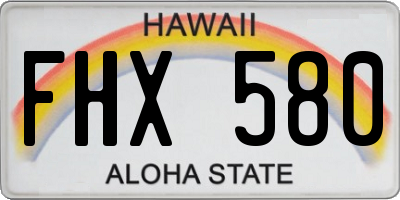 HI license plate FHX580