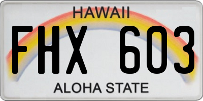 HI license plate FHX603