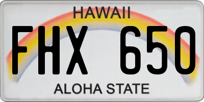 HI license plate FHX650