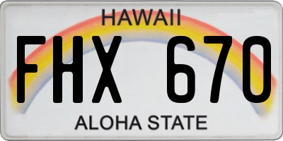 HI license plate FHX670