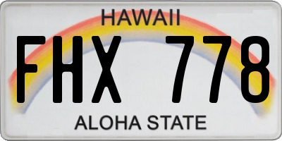HI license plate FHX778
