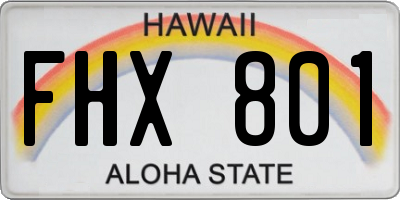 HI license plate FHX801