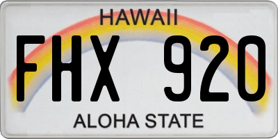 HI license plate FHX920