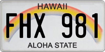 HI license plate FHX981