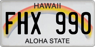 HI license plate FHX990