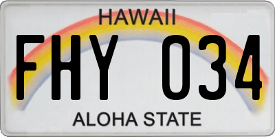 HI license plate FHY034