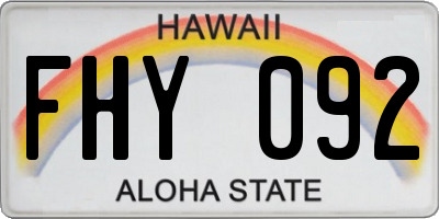 HI license plate FHY092