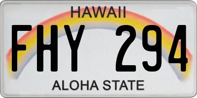 HI license plate FHY294