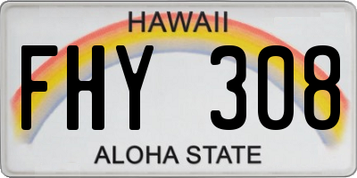 HI license plate FHY308