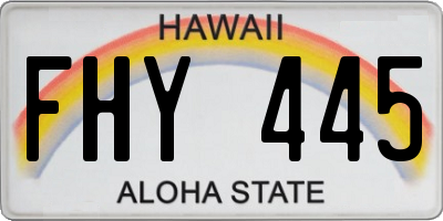 HI license plate FHY445