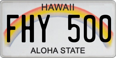 HI license plate FHY500