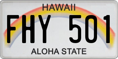 HI license plate FHY501