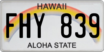 HI license plate FHY839