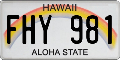HI license plate FHY981