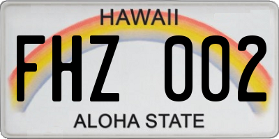 HI license plate FHZ002