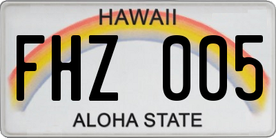 HI license plate FHZ005