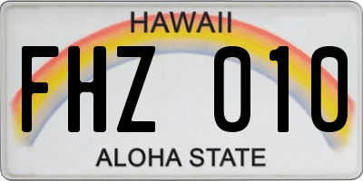 HI license plate FHZ010