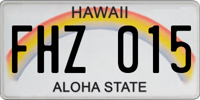 HI license plate FHZ015