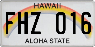 HI license plate FHZ016
