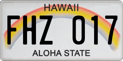 HI license plate FHZ017