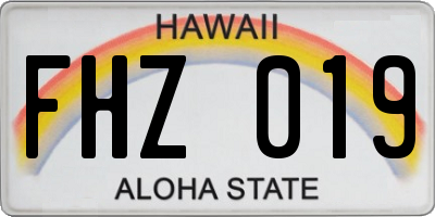 HI license plate FHZ019