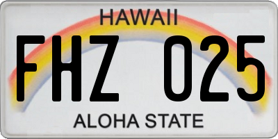 HI license plate FHZ025