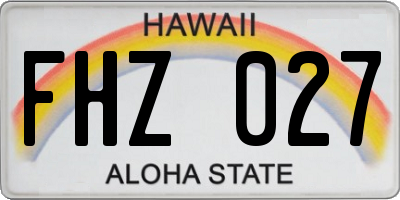 HI license plate FHZ027