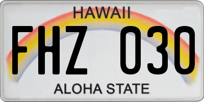 HI license plate FHZ030