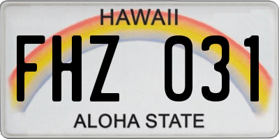 HI license plate FHZ031