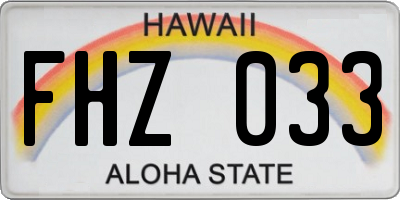 HI license plate FHZ033
