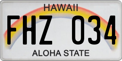 HI license plate FHZ034