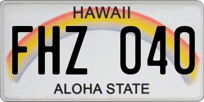 HI license plate FHZ040
