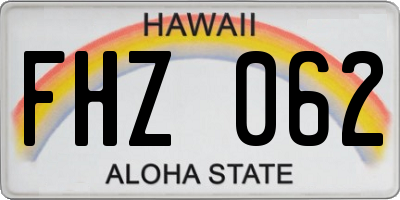 HI license plate FHZ062