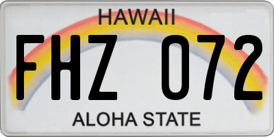HI license plate FHZ072