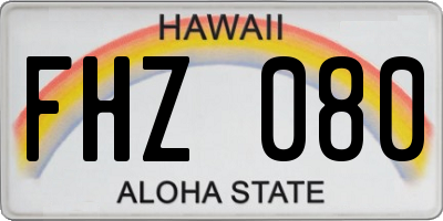 HI license plate FHZ080