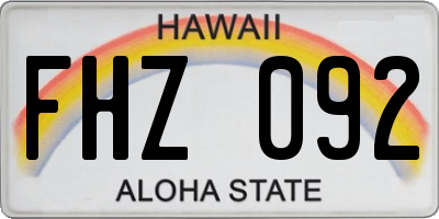 HI license plate FHZ092