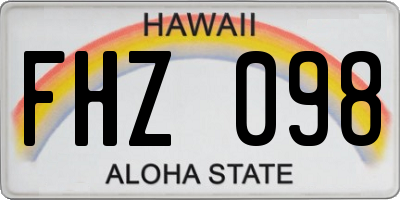 HI license plate FHZ098