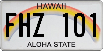 HI license plate FHZ101
